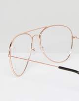 Thumbnail for your product : Jeepers Peepers clear lens aviator in rose gold frame