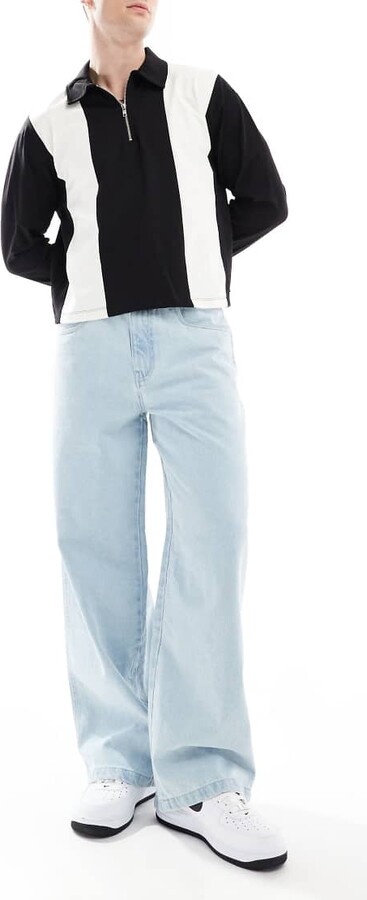 Another Influence wide leg denim jeans in bleached blue