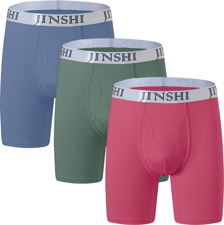 JINSHI Bamboo Rayon Underwear Boxer Briefs 3Pack Soft Breathable