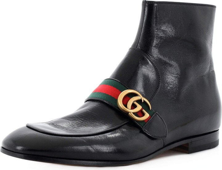 masse ifølge Stort univers Gucci Men's GG Web Donnie Boots Leather - ShopStyle