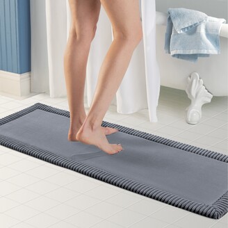 MICRODRY Quick Dry Memory Foam Bath Mat for Bathroom, Runner - 24x58",  Linen