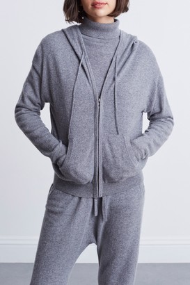 cashmere zip front hoodie