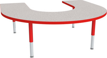 Sprogs Adjustable Height Horseshoe Preschool Classroom Activity Table with Casters