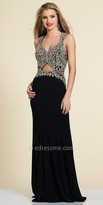 Thumbnail for your product : Dave and Johnny Beaded Open Back Sheath Prom Dress
