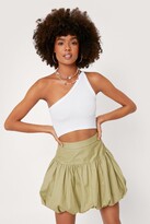 Thumbnail for your product : Nasty Gal Womens High Waisted Gathered Poplin Mini Skirt - Green - 4