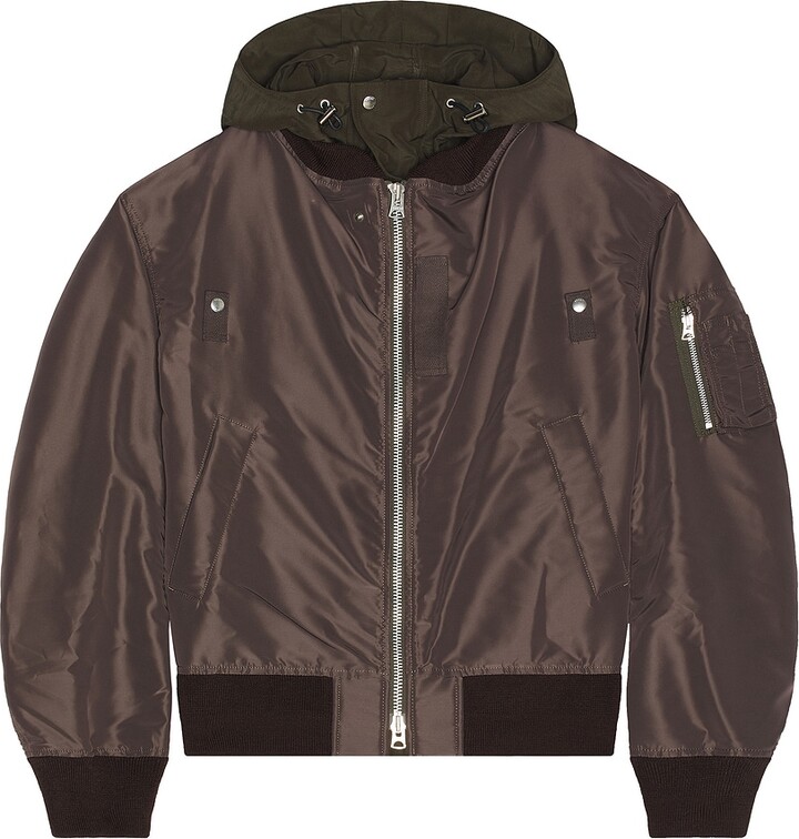 Sacai Nylon Twill X Grosgrain Blouson in Brown