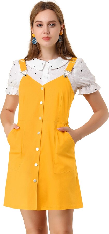 button down overall dress