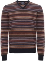 Thumbnail for your product : Hackett Jacquard Striped V-Neck Sweater