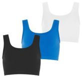 Thumbnail for your product : New Look Teens 3 Pack Black Blue and White Seamless Crop Vests