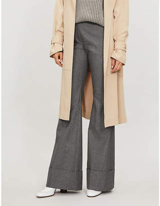 Stella McCartney Textured mid-rise wide-leg wool and cotton-blend trousers