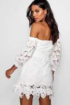 Thumbnail for your product : boohoo Lace Off the Shoulder Mini Dress