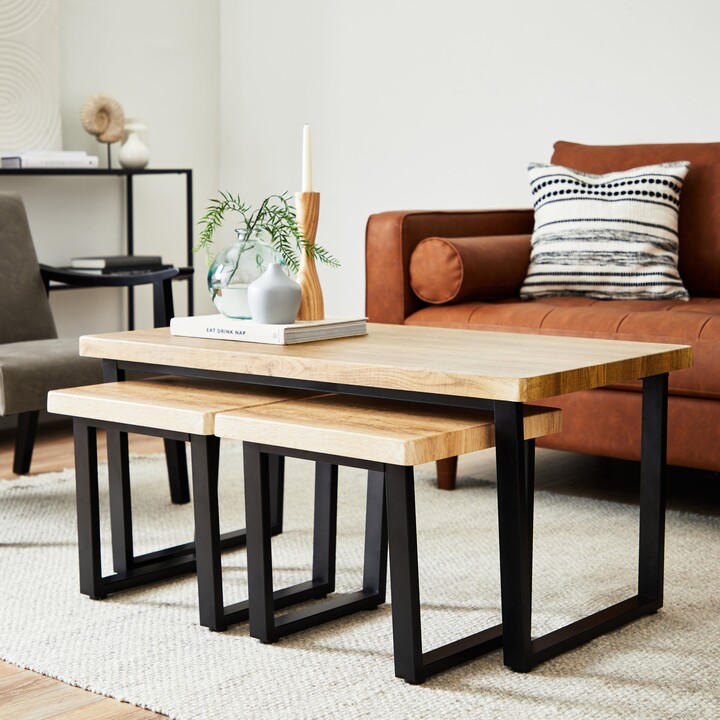 Dunelm Freddie Oak Effect Nest Coffee Table Brown ShopStyle