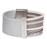 Thumbnail for your product : Saachi Grey Argyle Genuine Leather Bracelet