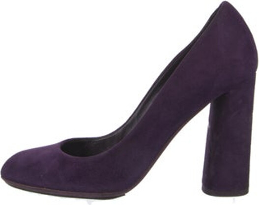Christian Dior Suede Pumps Purple Round-Toes Designer