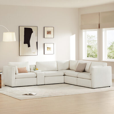 George Oliver Winfree 5-Piece Upholstered Corner Sectional With Console