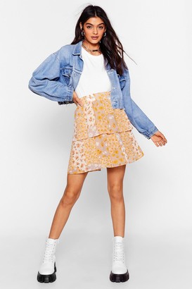 Nasty Gal Womens Let's Patch Things Up Floral Mini Skirt - Orange - 14