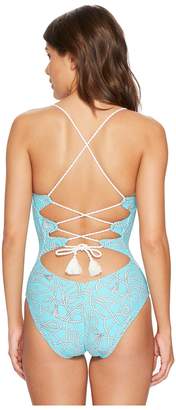 MICHAEL Michael Kors Twisted Rope Cross-Back Lace-Up One-Piece Swimsuit w/ Removable Soft Cups Women's Swimsuits One Piece