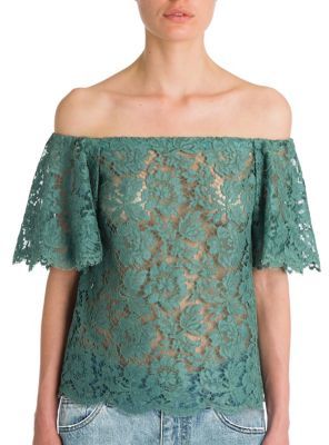 Valentino Heavy Lace Off-The-Shoulder Top