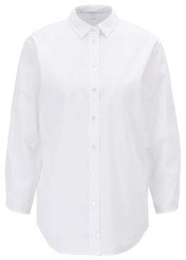 BOSS Shirt-style blouse in cotton poplin with smocked sleeves
