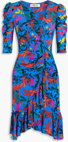 Thumbnail for your product : Diane von Furstenberg Eldoris ruffled printed stretch-mesh dress