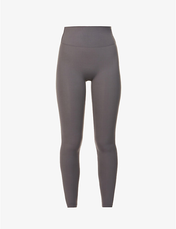 Adanola Womens Dark Grey Ultimate Mid-Rise Stretch-Jersey Leggings M