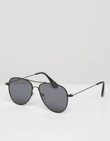 Thumbnail for your product : ASOS Aviators With Flat Lens In Black