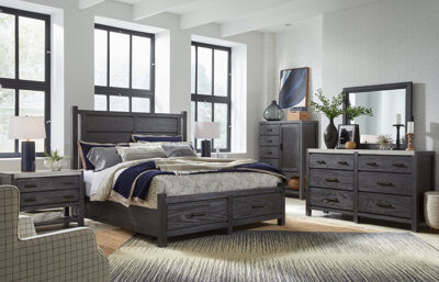 Latitude Run Panel Storage Bed 2 Nightstands Drawer Dresser With Landscape Mirror And Drawer Chest