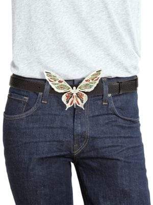 Valentino Pebbled Leather Butterfly Belt