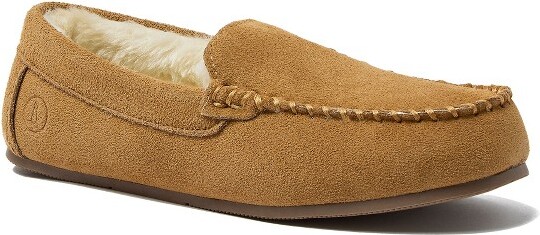 Lands' End Lands'EndWomen'sFuzzyLinedSuedeMoccasinSlippers-10-EnglishTanSuede