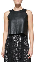 Thumbnail for your product : Milly Leather Angular Shell Top