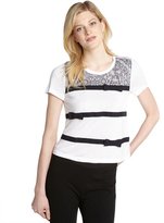 Thumbnail for your product : RED Valentino white and black lace and bow detail t-shirt
