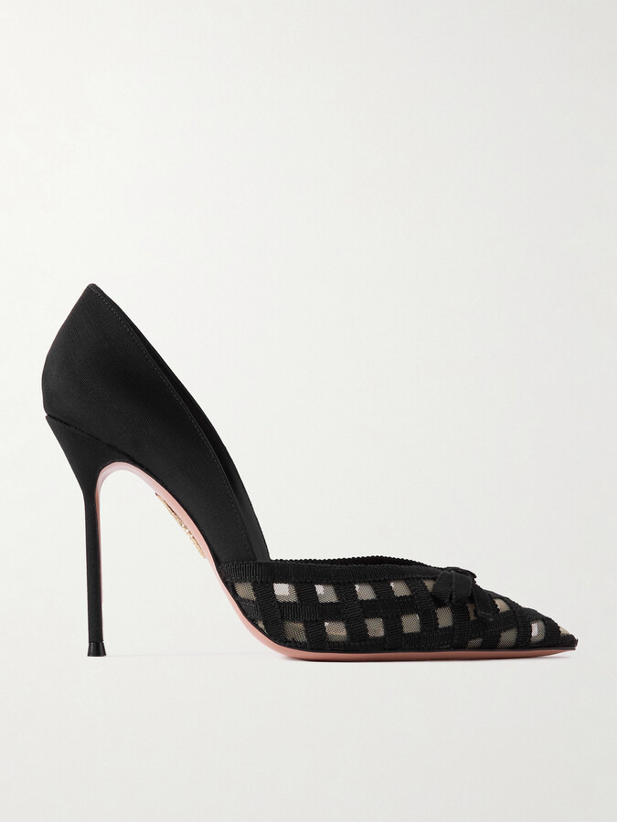 Aquazzura Romance 105 Grosgrain And Mesh Pumps Black ShopStyle