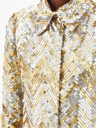 Ashish Single-breasted Zigzag-sequin Georgette Coat - Gold