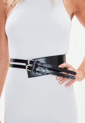 Missguided Black Thick Double Strap Belt, Black