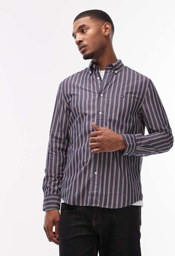 Tommy Hilfiger flex poplin shirt in navy stripes