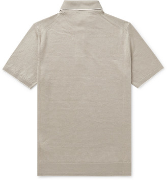 Loro Piana Slim-Fit Contrast-Tipped Linen-Jersey Polo Shirt