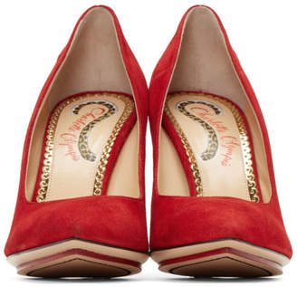 Charlotte Olympia Red Suede Bacall Heels