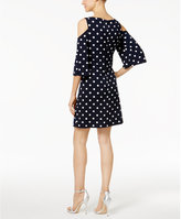 Thumbnail for your product : Connected Petite Polka-Dot Cold-Shoulder Dress