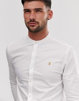 Thumbnail for your product : Farah Brewer slim fit grandad collar oxford shirt in white