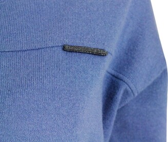 Brunello Cucinelli Cashmere V-neck Sweater With Spakling Detail