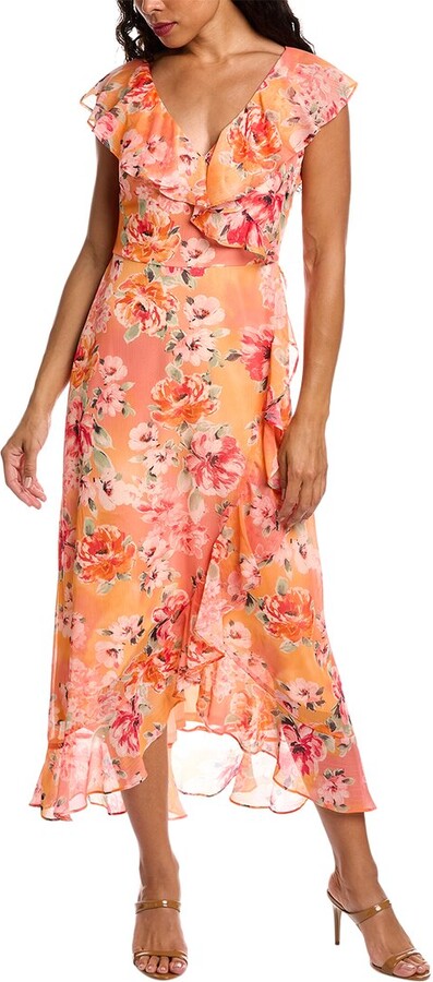 London Times Ruffle Wrap Maxi Dress - ShopStyle