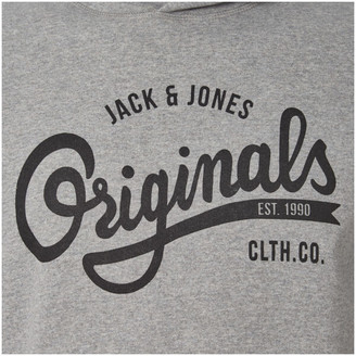 Jack and Jones Men's Originals Hawl Logo Hoody - Light Grey Melange