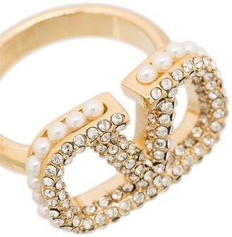 Valentino Garavani crystal-embellished VLogo Signature ring