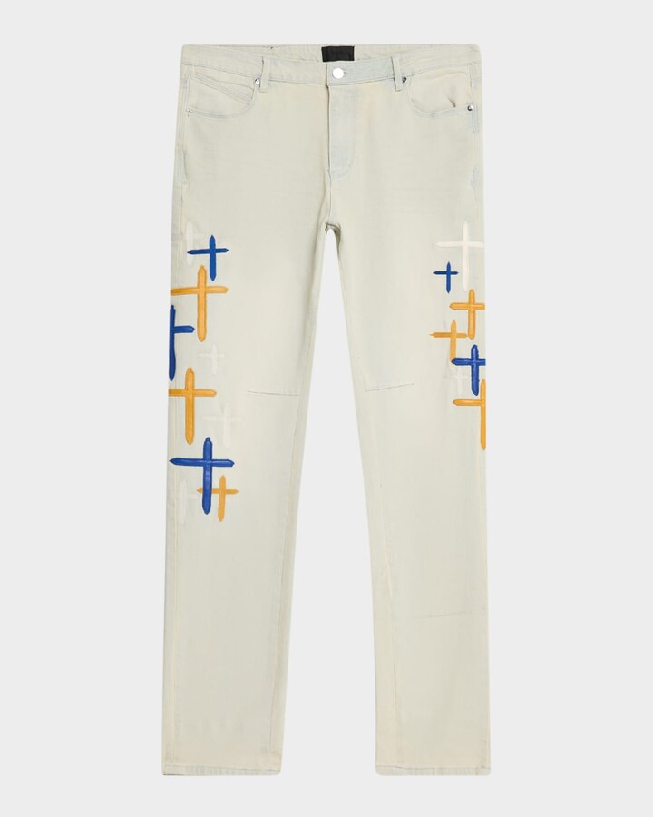 RtA Men's Bryant Embroidered Skinny Jeans