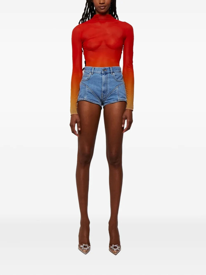 Thierry Mugler Ombre-Effect Mesh Top