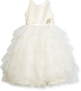 Thumbnail for your product : Joan Calabrese Satin & Tiered Tulle Special Occasion Dress, Ivory, Size 2-10