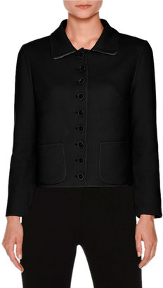 Agnona Patch-Pocket Button-Front Short Jacket, Black