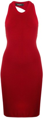 red knit midi dress