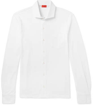 Isaia Cutaway-Collar Cotton-Pique Shirt - Men - White