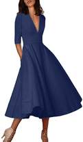 Thumbnail for your product : YMING Women's Retro V Neck Half Sleeve High Waist 1950'S Party Swing Dresses L